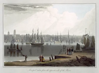Liverpool, wzięty z przeciwnej strony rzeki, z tomu II „Podróży po Wielkiej Brytanii podjęta między latami 1814 i 1825”, opublikowanej w 1815 r.